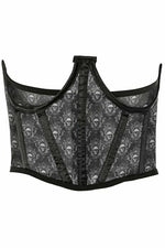 Lavish Black & White Skull Mesh Open Cup Waist Cincher-Daisy Corsets