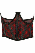 Lavish Black & Red Skull Mesh Open Cup Waist Cincher-Daisy Corsets