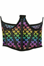 Lavish Rainbow Hearts Mesh Open Cup Waist Cincher-Daisy Corsets