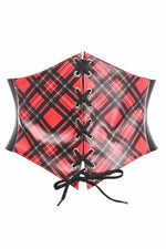 Lavish Red Plaid School Girl Lace-Up Corset Belt Cincher-Daisy Corsets