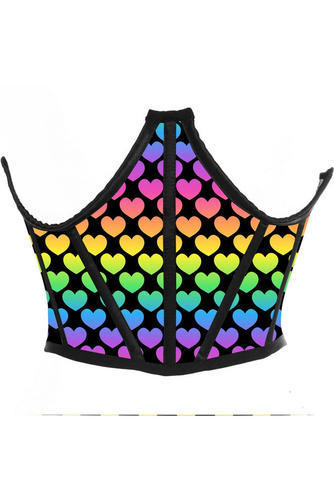 Lavish Rainbow Hearts Satin Underwire Waist Cincher Corset-Daisy Corsets