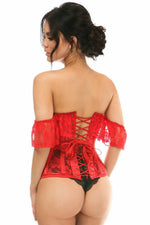 Lavish Sheer Red Lace Underbust Underwire Corset w/Ruffle Sleeve-Daisy Corsets