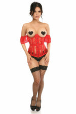 Lavish Sheer Red Lace Underbust Underwire Corset w/Ruffle Sleeve-Daisy Corsets