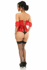 Lavish Sheer Red Lace Underbust Underwire Corset w/Ruffle Sleeve-Daisy Corsets