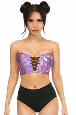 Lavish Lavender Holo Lace-Up Bustier Top-Daisy Corsets