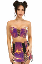 Lavish 2 PC Rainbow Gold Holo Bustier & Skirt Set-Daisy Corsets