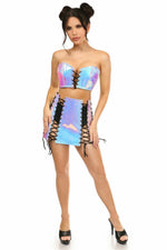 Lavish 2 PC Blue/Purple Holo Bustier & Skirt Set-Daisy Corsets