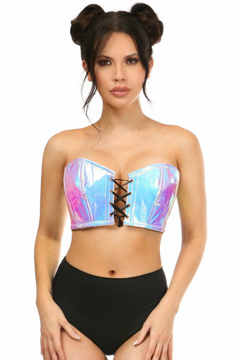 Lavish Blue/Purple Holo Lace-Up Bustier Top-Daisy Corsets