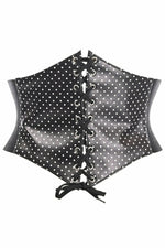 Lavish Black & White Polka Dot Lace-Up Corset Belt Cincher-Daisy Corsets