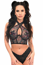 Lavish Neon Butterfly Mesh Underwire Cincher w/Built In Halter Top-Daisy Corsets