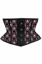 Lavish Pink & White Skull Satin Mini Cincher-Daisy Corsets