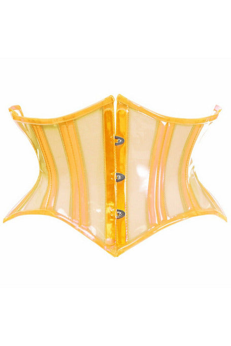 Lavish Clear Yellow Curvy Cut Mini Cincher Corset-Daisy Corsets