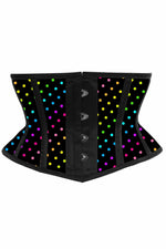 Lavish Rainbow Polka Dot Print Satin Mini Cincher Corset-Daisy Corsets