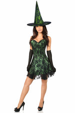 Lavish 3 PC Green Lace Corset Dress Costume-Daisy Corsets