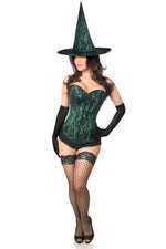 Lavish 3 PC Spellbound Green Lace Witch Corset Costume-Daisy Corsets