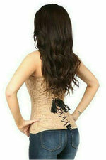 Lavish Dark Beige Lace Overbust Corset w/Zipper-Daisy Corsets