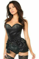 Lavish Black Satin Corset w/Removable Snap on Skirt-Daisy Corsets