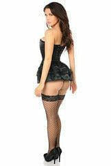 Lavish Black Satin Corset w/Removable Snap on Skirt-Daisy Corsets