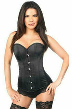 Lavish Black Satin Overbust Corset w/Busk Closure-Daisy Corsets