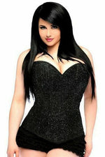 Lavish Black Glitter Side Zipper Corset-Daisy Corsets