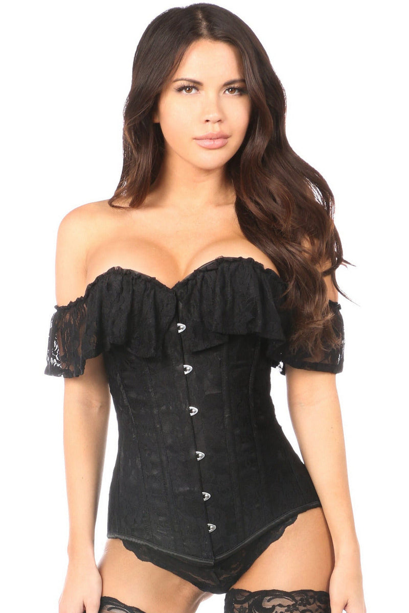 Lavish Black Lace Off-The-Shoulder Corset-Daisy Corsets