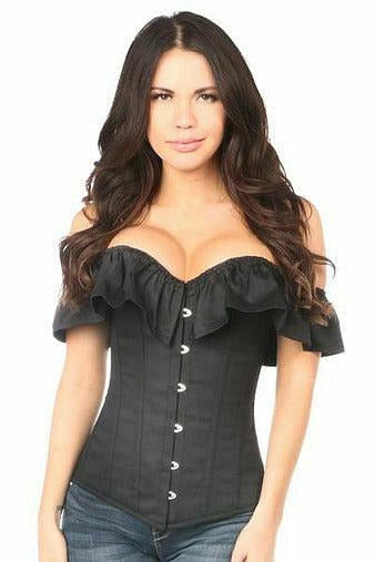 Lavish Black Cotton Off-The-Shoulder Corset-Daisy Corsets