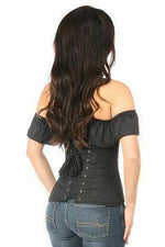 Lavish Black Cotton Off-The-Shoulder Corset-Daisy Corsets