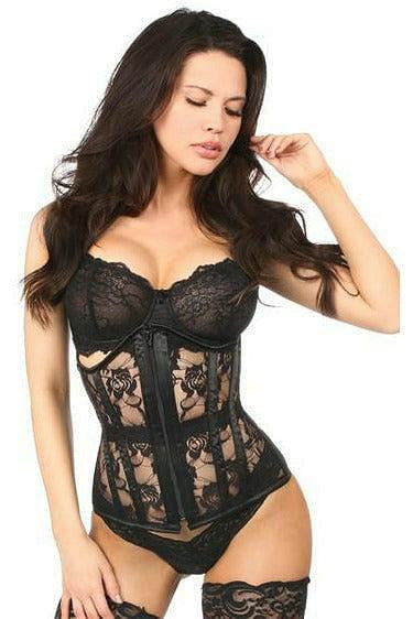 Lavish Black Sheer Lace Under Bust Corset-Daisy Corsets