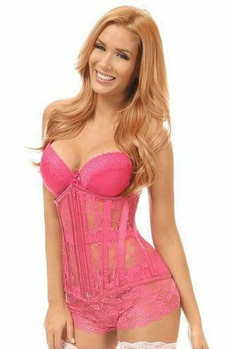 Lavish Fuchsia Sheer Lace Under Bust Corset-Daisy Corsets