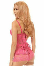 Lavish Fuchsia Sheer Lace Under Bust Corset-Daisy Corsets