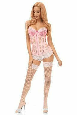 Lavish Lt Pink Sheer Lace Under Bust Corset-Daisy Corsets