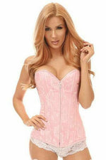 Lavish Lt Pink Lace Overbust Corset w/Zipper-Daisy Corsets