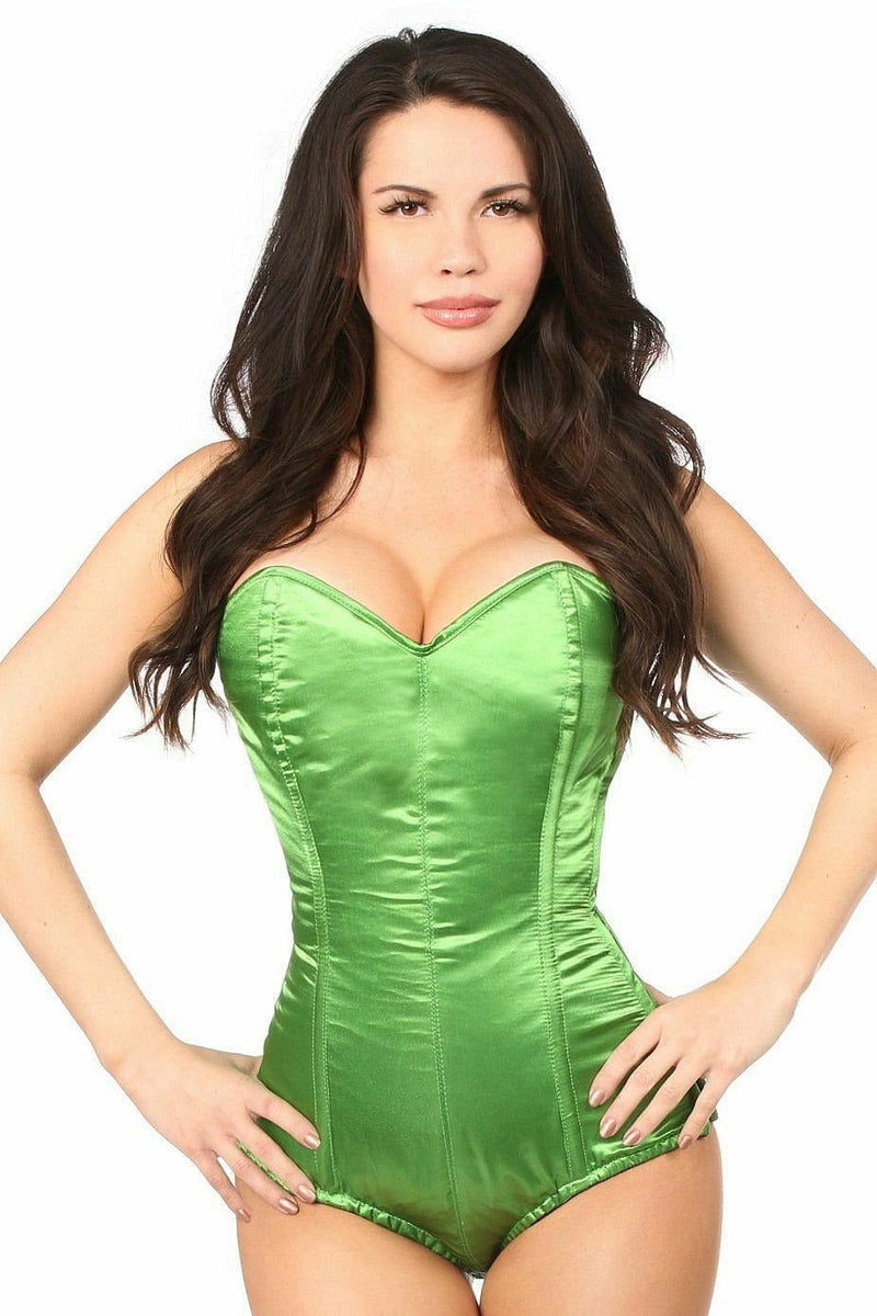 Lavish Green Satin Corset Romper-Daisy Corsets