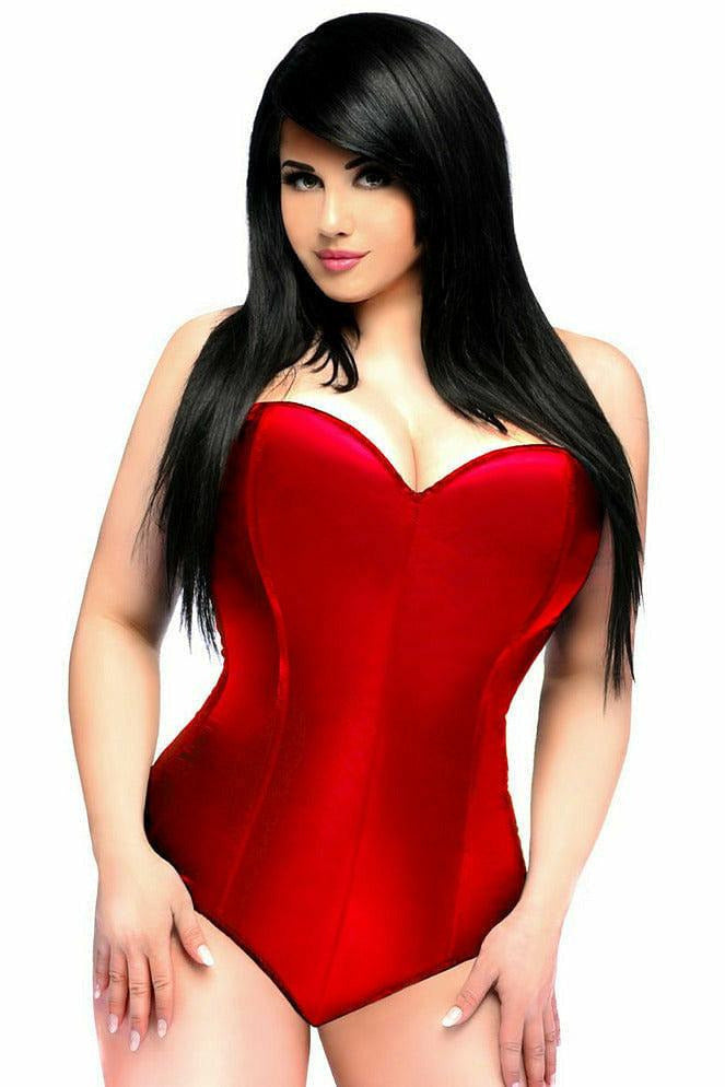 Lavish Red Satin Corset Romper-Daisy Corsets