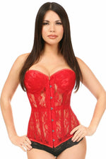 Lavish Red Sheer Lace Underwire Corset-Daisy Corsets