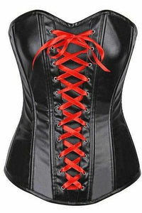 Lavish Wet Look Faux Leather Lace-Up Over Bust Corset-Daisy Corsets