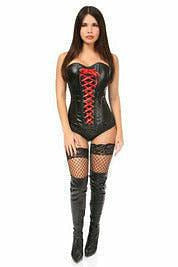 Lavish Wet Look Faux Leather Lace-Up Over Bust Corset-Daisy Corsets