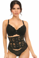 Lavish Black Sheer Lace Waist Cincher Corset-Daisy Corsets