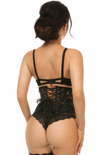 Lavish Black Sheer Lace Waist Cincher Corset-Daisy Corsets