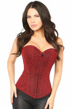 Lavish Red Glitter Front Zipper Corset-Daisy Corsets