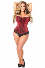 Lavish Red Glitter Front Zipper Corset-Daisy Corsets