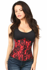 Lavish Red Underbust Corset w/Black Lace Overlay-Daisy Corsets