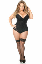 Lavish Black Underbust Corset w/Black Lace Overlay-Daisy Corsets