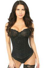 Lavish Black Underbust Corset w/Black Lace Overlay-Daisy Corsets