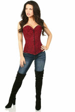 Lavish Wine Lace Overbust Corset w/Zipper-Daisy Corsets