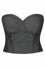 Lavish Black Denim Underwire Bustier-Daisy Corsets