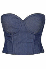 Lavish Blue Denim Underwire Bustier-Daisy Corsets