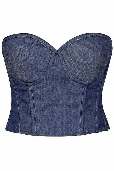 Lavish Blue Denim Underwire Bustier-Daisy Corsets