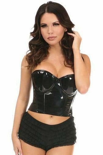 Lavish Black Patent PVC Underwire Bustier-Daisy Corsets