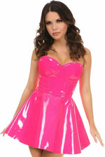 Lavish Pink Patent PVC Underwire Bustier-Daisy Corsets